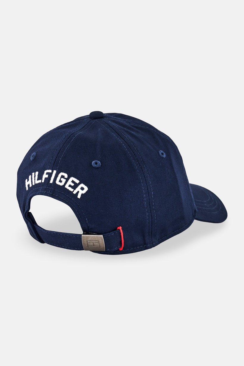Men Embroidered Logo Adjustable Buckle Closure Cap, Navy